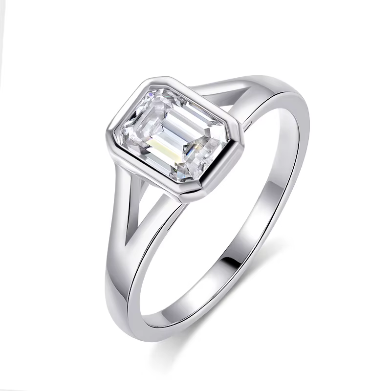 Smyoue 1CT 2CT bague de mariage Moissanite taille émeraude pour femmes Solitaire laboratoire diamant