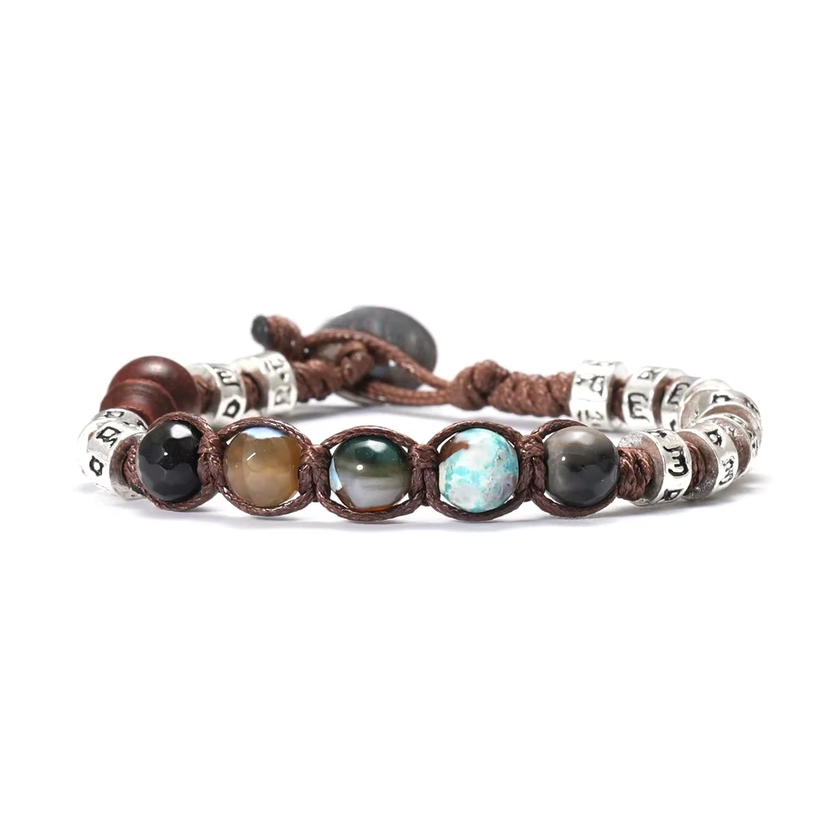 Bracelet de prière porte-bonheur en pierre naturelle du bouddhisme tibétain, perles de bois de santa