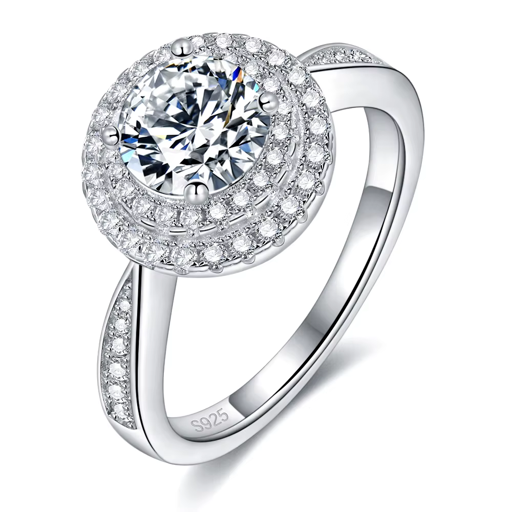 Linkerlove – bague de fiançailles Halo Moissanite pour femmes, en argent Sterling 925, diamant 1ct,