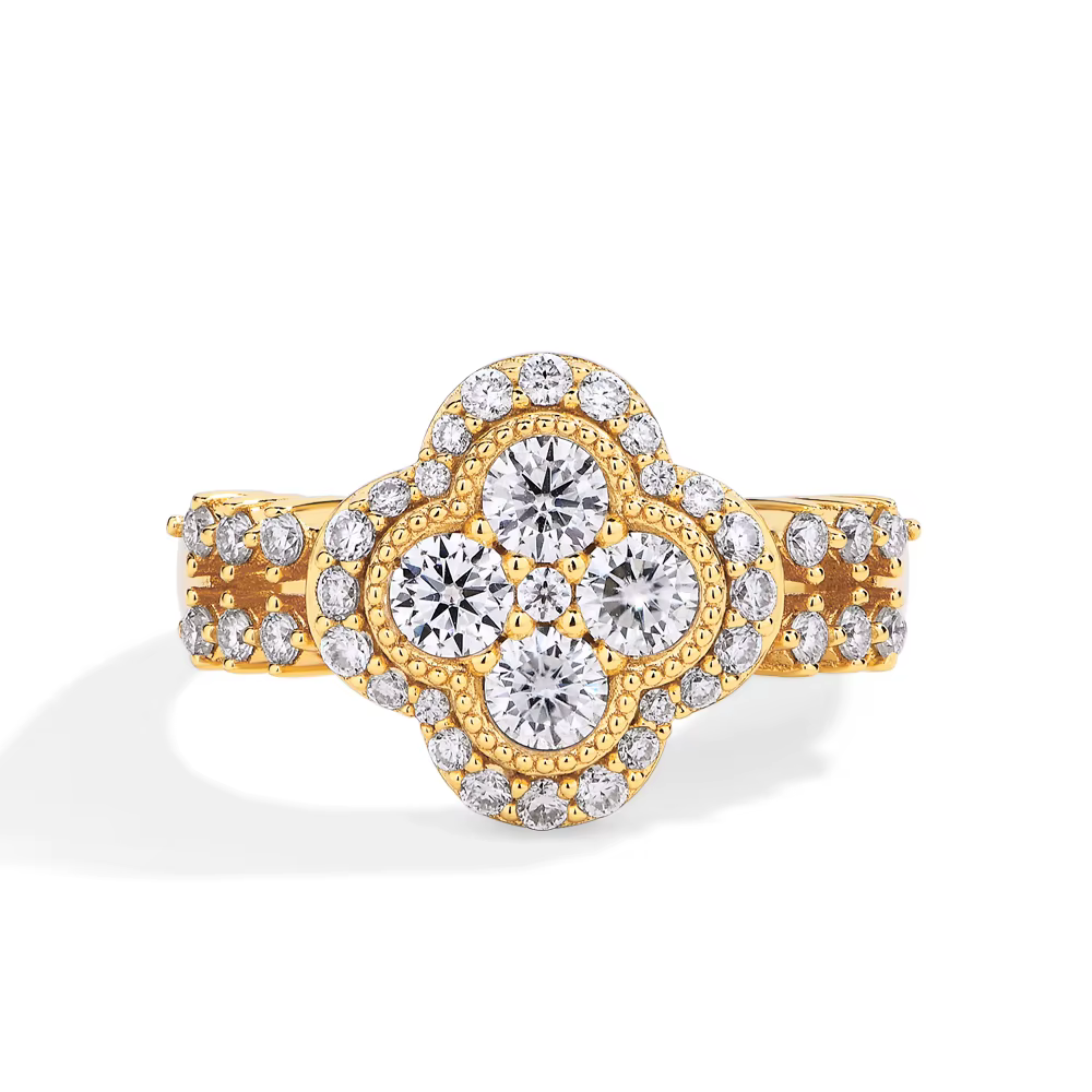 MINTYBOX Moissanite 18k plaqué or blanc bague en diamant pour les femmes S925 en argent Sterling fia
