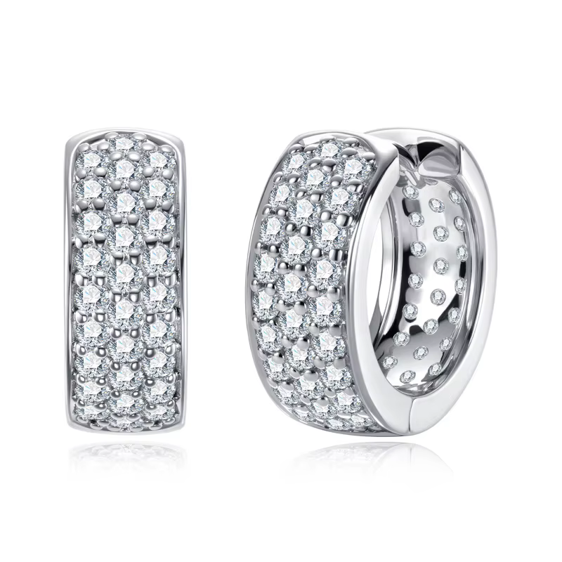 MossanRappr 1.4cttw Moissanite glacé boucles d'oreilles 14K plaqué or Hip Hop boucle d'oreille mode 