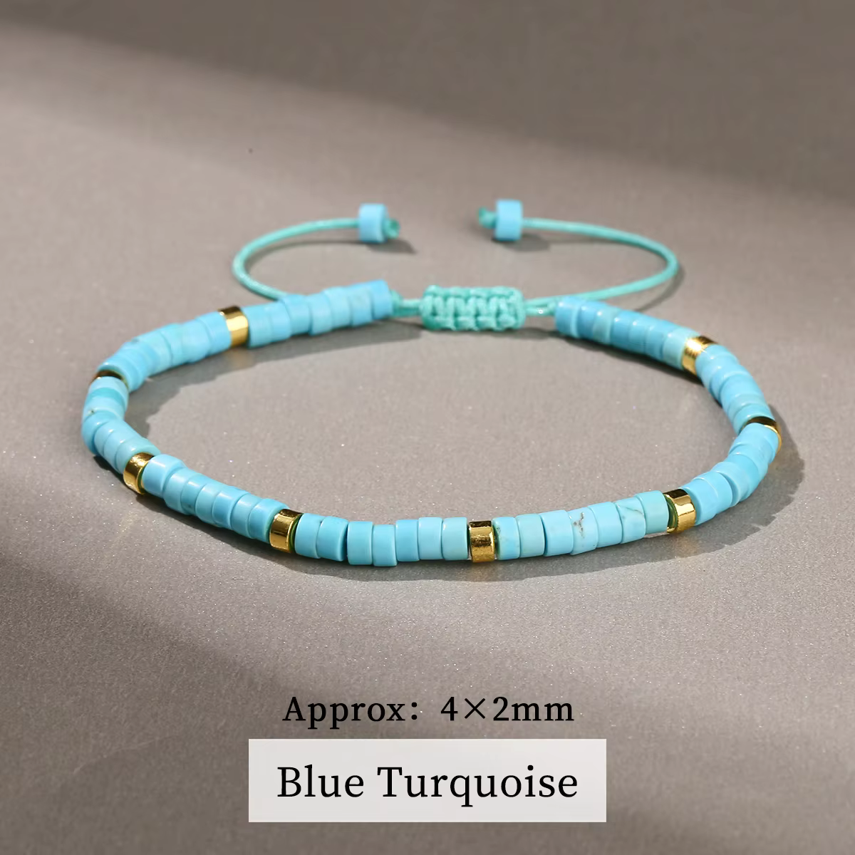 Bracelets tissés en pierre naturelle œil de tigre Turquoise, perles plates pour femmes et hommes, co