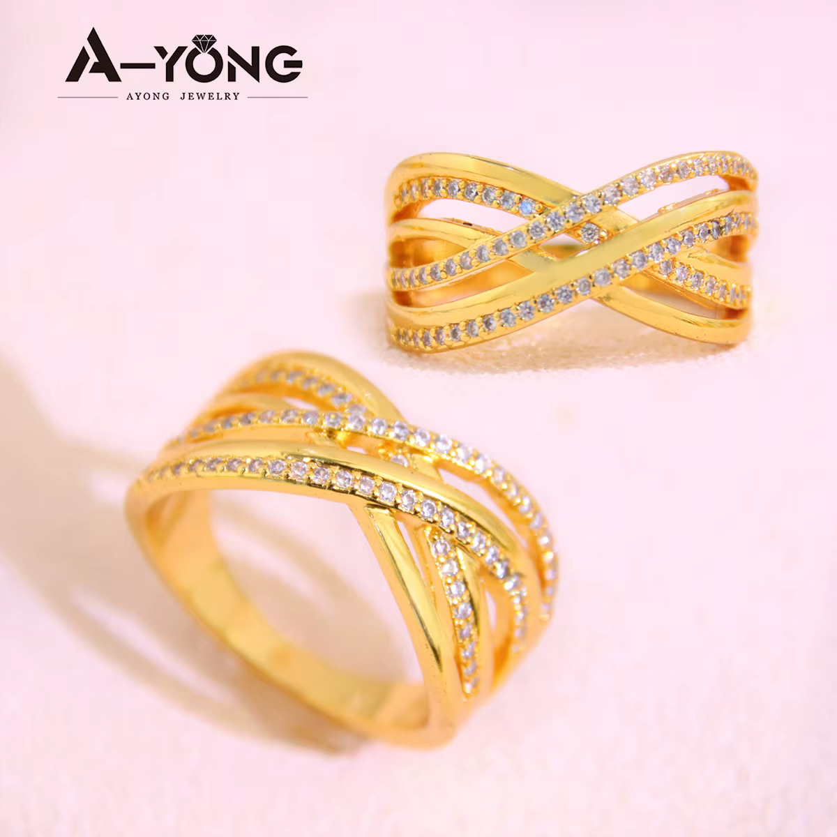 Bague de luxe en or de dubaï, bijoux de mariage, plaqué or 21 carats, zircone italienne, bagues de f