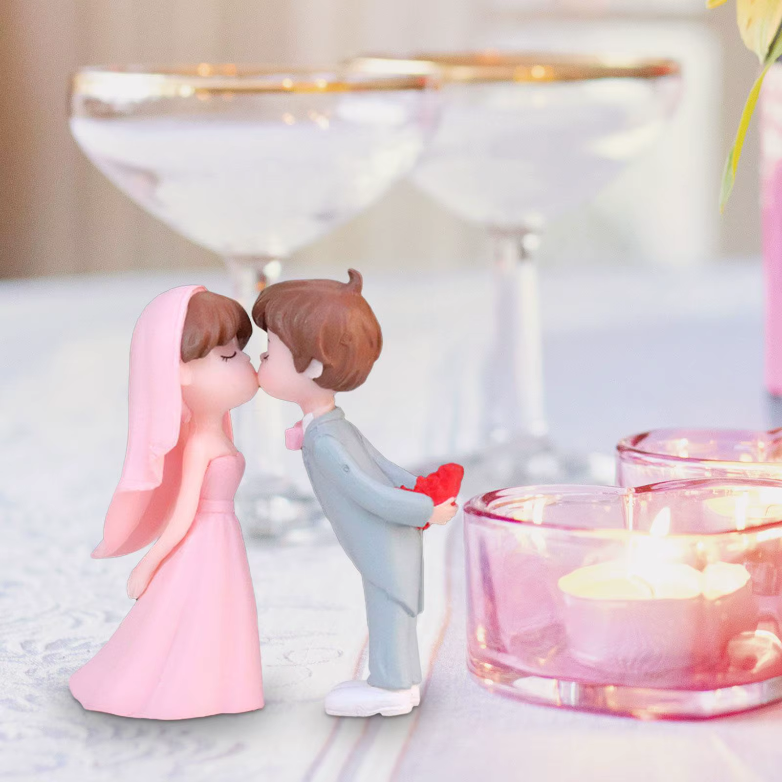Accessoires de décoration de gâteau de mariage, Figurines de mariée et de marié de Simulation pour s