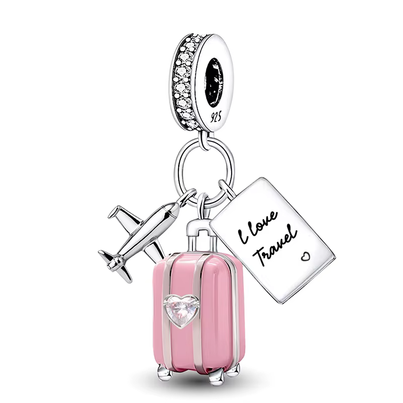 Pendentifs en argent sterling 925, zircon, patte, cœur rouge, breloques, perles compatibles avec les