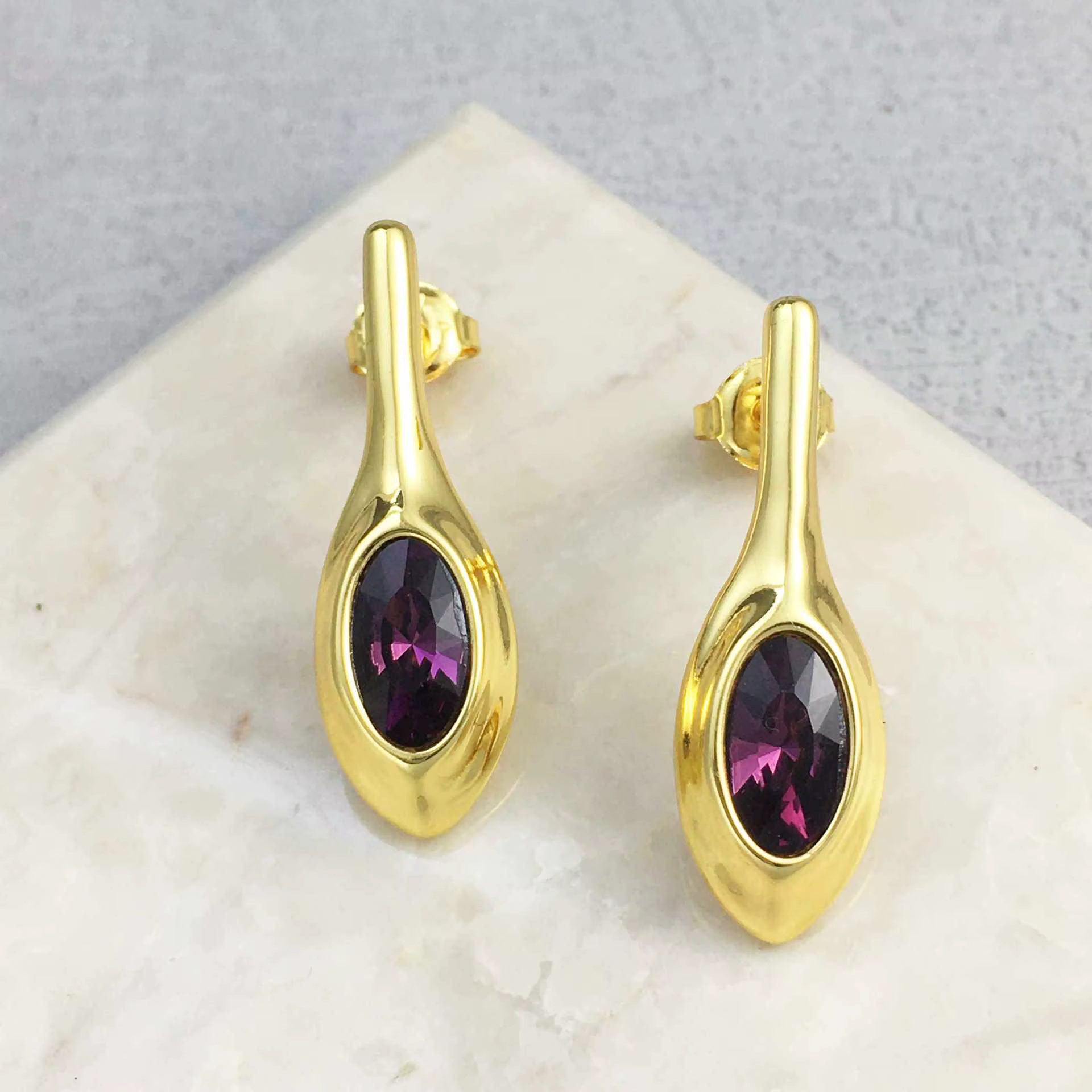 Boucles d'oreilles géométriques en cristal coloré or argent, Style célébrité de haute beauté, access