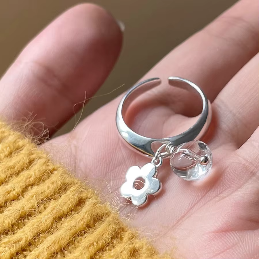 XIYANIKE – bagues ouvertes en forme de fleur de cristal pour femmes et filles, accessoires de bijoux