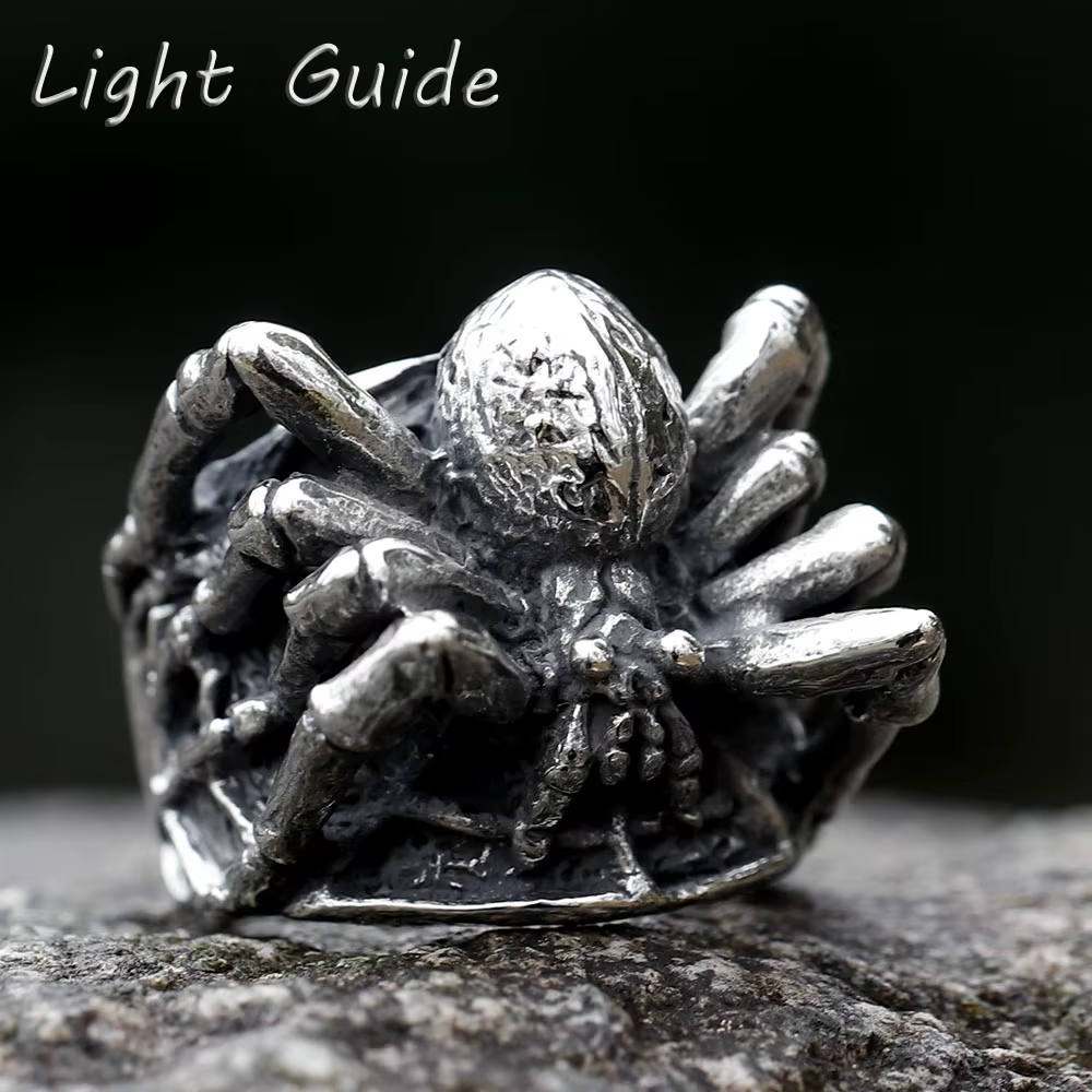Bague en acier inoxydable 316L pour hommes, anneau araignée rétro, Chic, fantaisie, Halloween, bijou