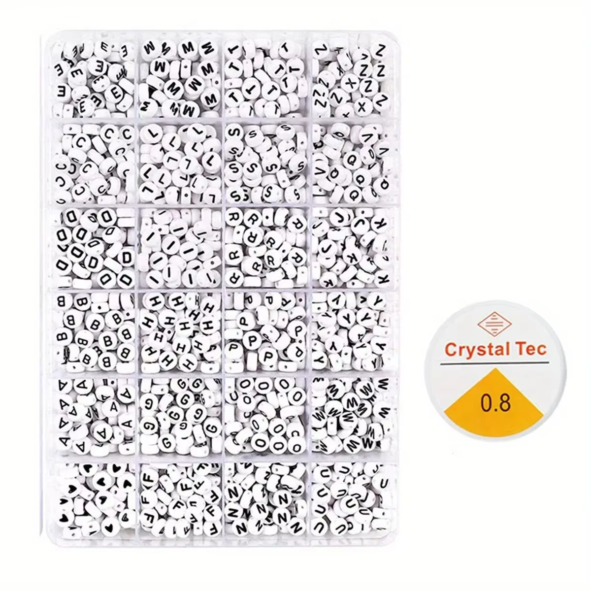 Kit de perles DIY pour bijoux faits main : Perles de verre en forme de riz et perles lettres en argi