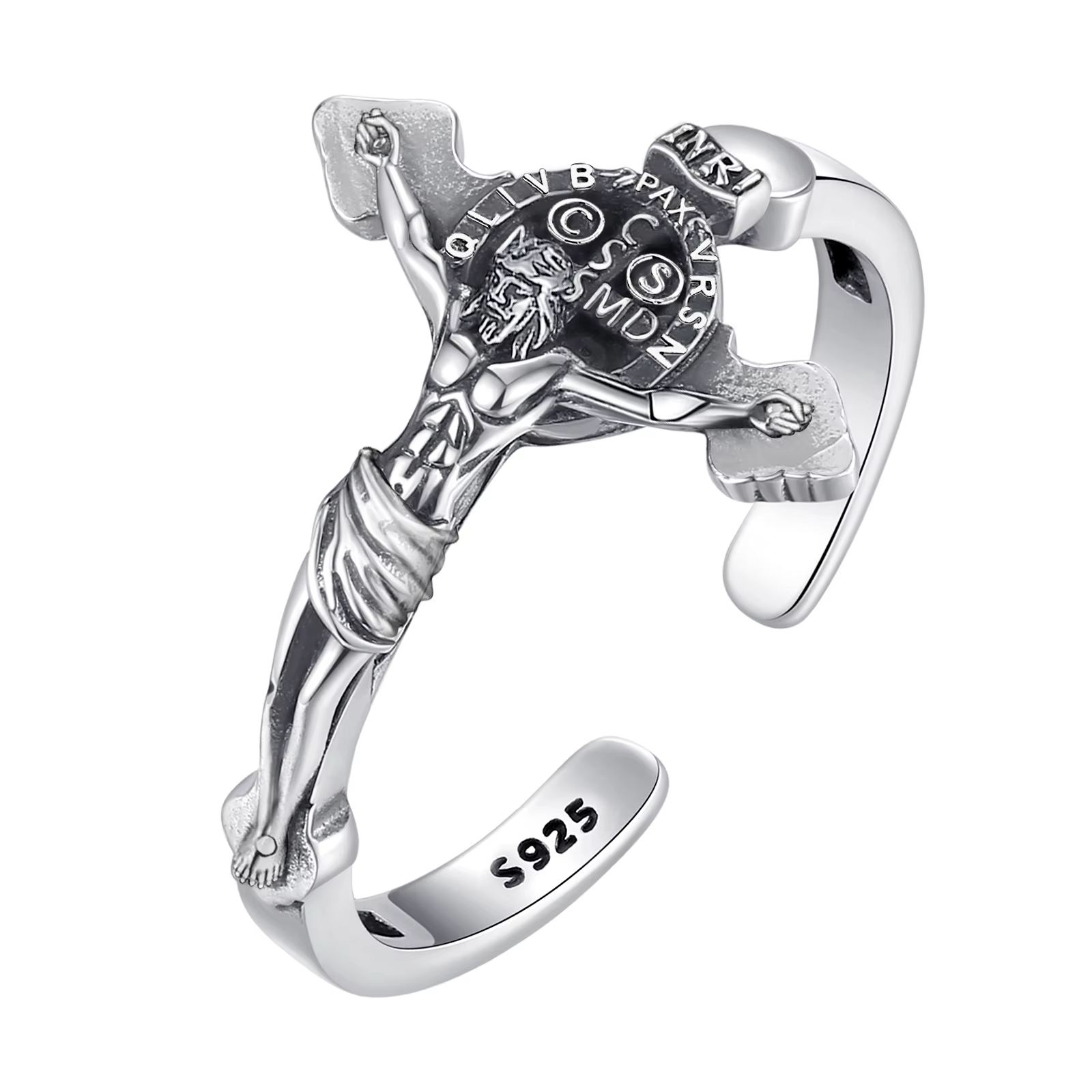 Eudora – bague réglable en argent Sterling 925, médaille de Saint benoît, Vintage, croix de San beno