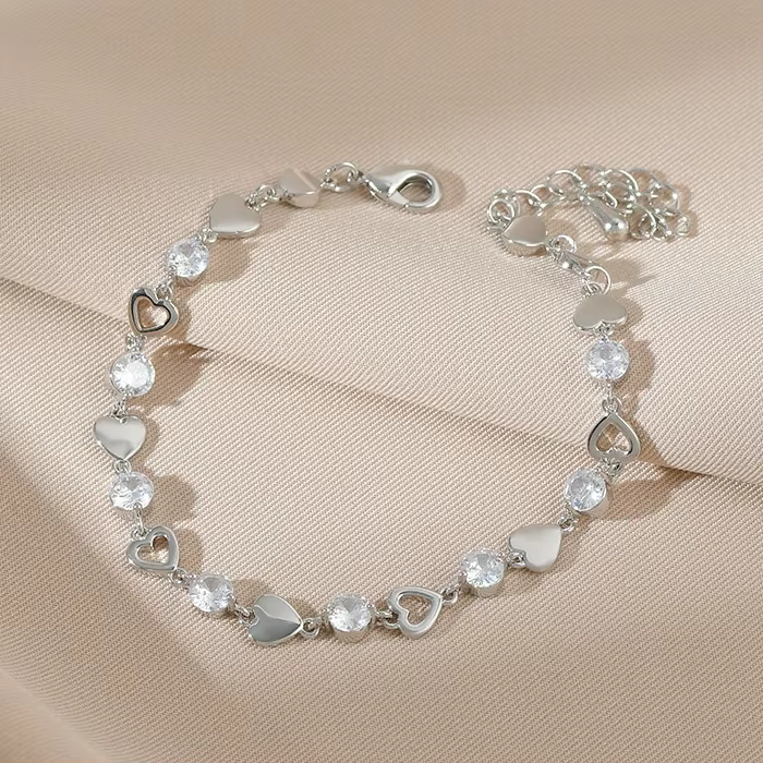 Bracelet trèfle à quatre feuilles en zircone cubique plaqué argent 925 pour femmes, chaîne réglable,