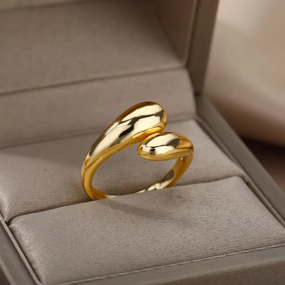 Bague en argent Sterling 925 pour femmes, or 18 carats, Simple, ouverte, en forme de larme, à la mod