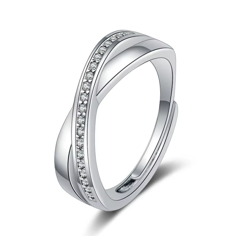 Bague empilable géométrique en argent sterling 925 avec zircone cubique pour femme, plaquée platine,