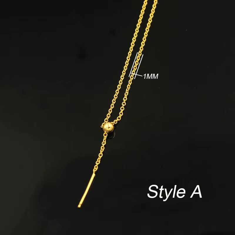 Collier Rempli d'Or 14K, Perle Coulissante de 3mm, Réglable de 1mm, Bijoux Minimalistes pour Femme, 