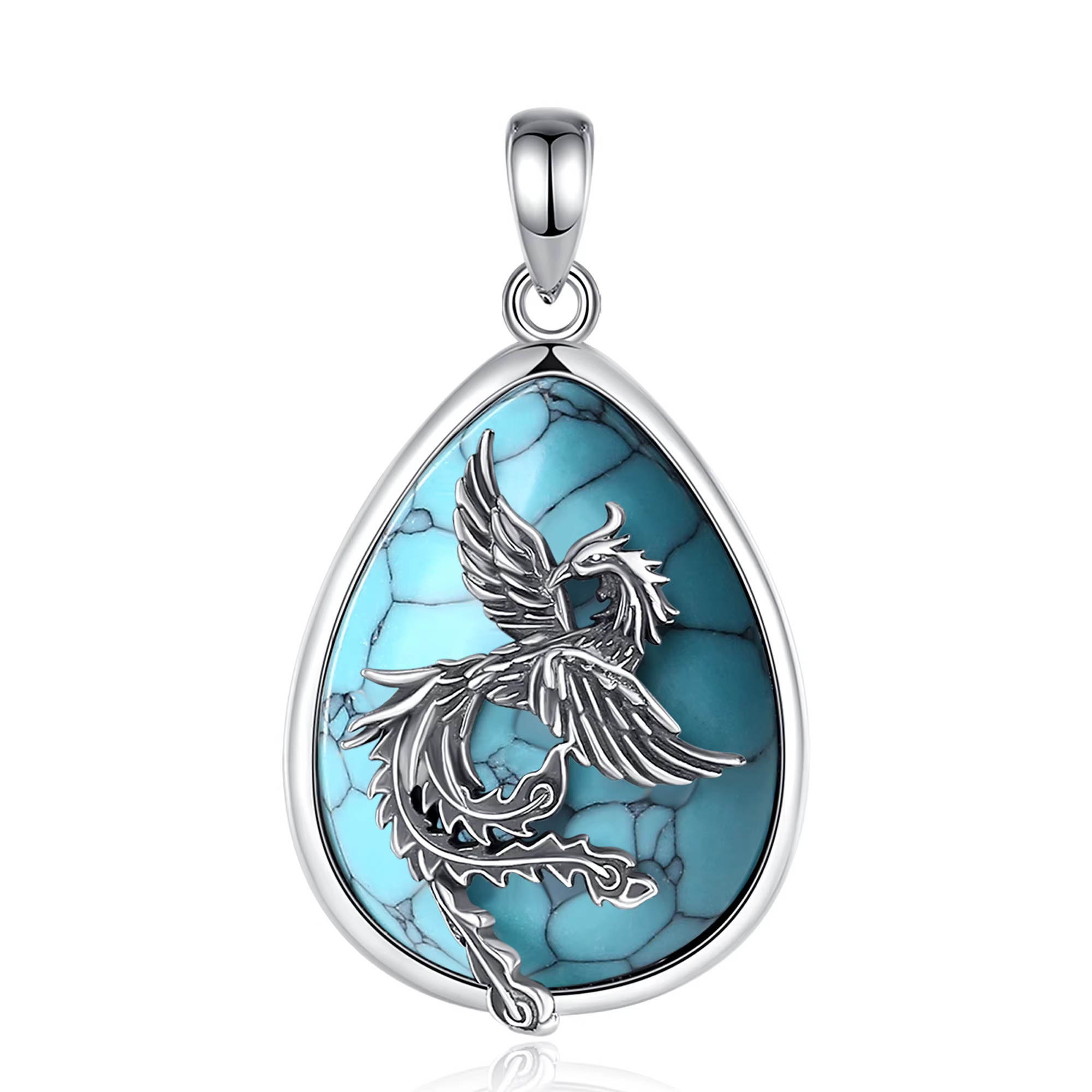 Eudora-Pendentif Phoenix en Argent Sterling 925 pour Homme et Femme, Pendentif Vintage Turquoise, Ca