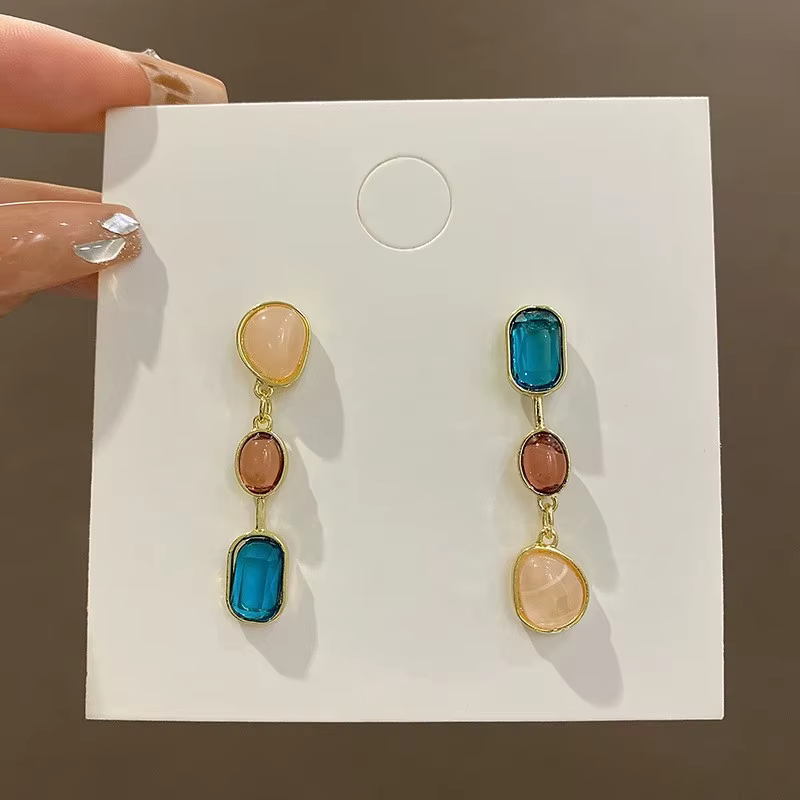 Boucles d'oreilles pendantes vintage en acrylique ambre pour femme, longues, uniques, de luxe, avec 