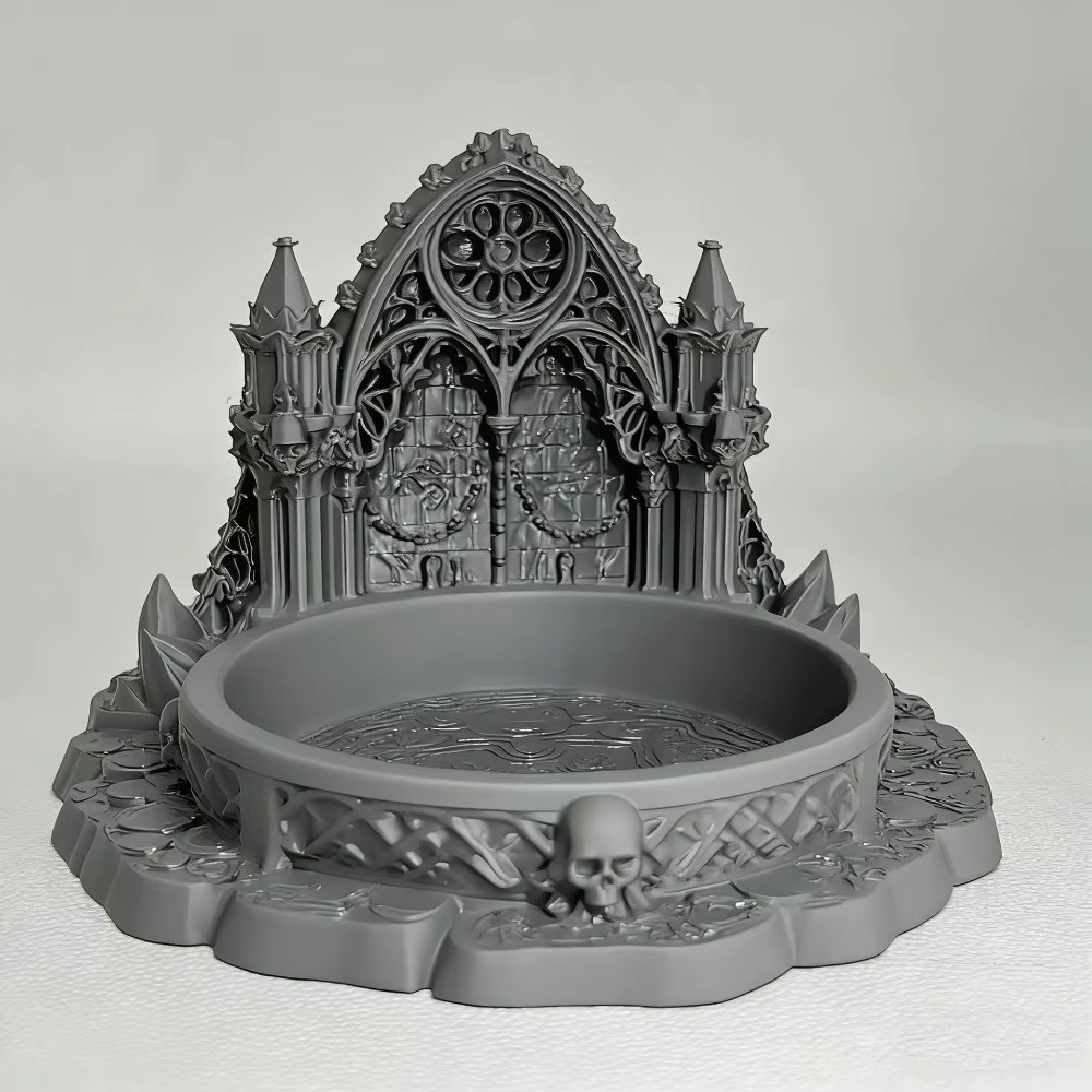 Plateau de rangement pour bijoux imprimé en 3D, support à bijoux rétro noir en forme de château, pla