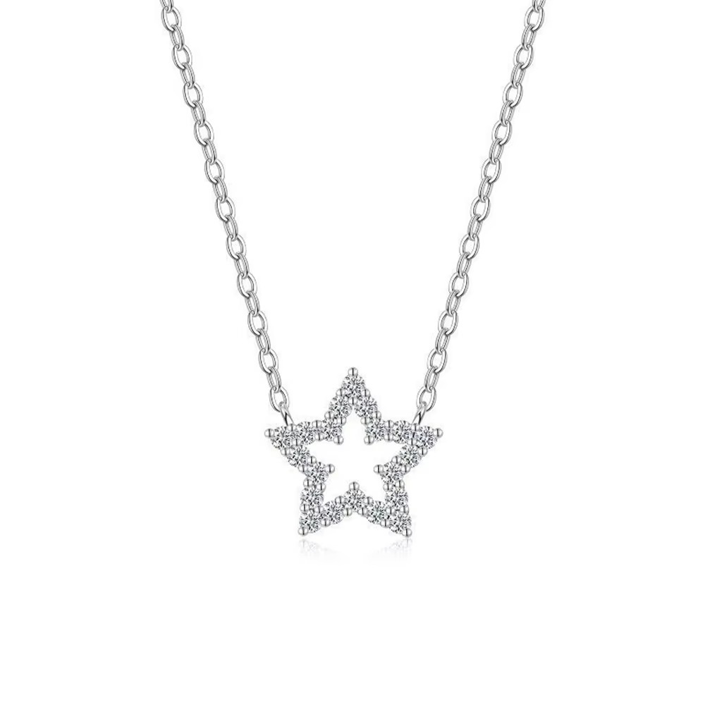 Vinregem 3EX VVS1 D couleur véritable Moissanite pierre précieuse étoile conception pendentif collie