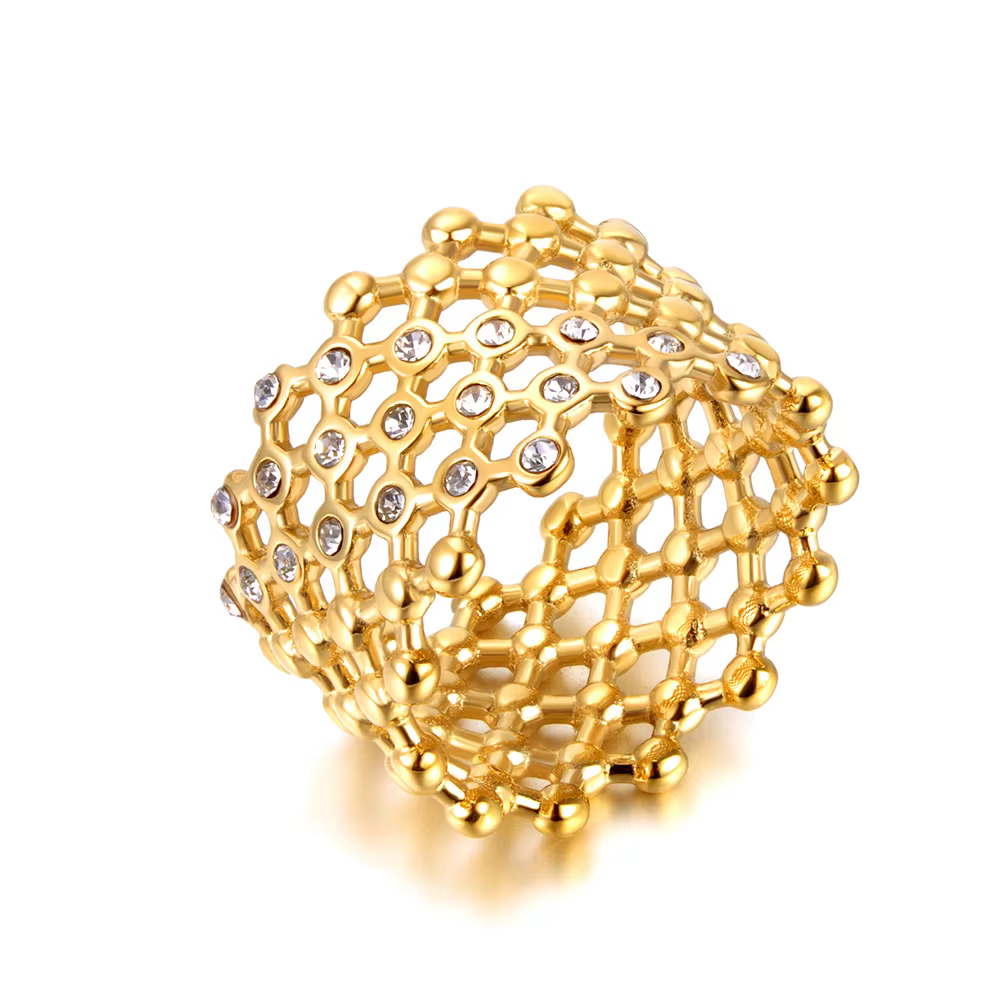 Lokaer cubique Zircon CZ pierre cristal large anneau bijoux femmes en acier inoxydable étanche 18K p