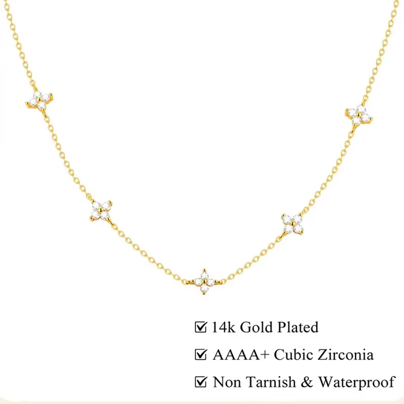 Collier délicat Feuille Porte-Bonheur pour Femme en Argent Sterling 925 Plaqué Or 14K avec Pendentif