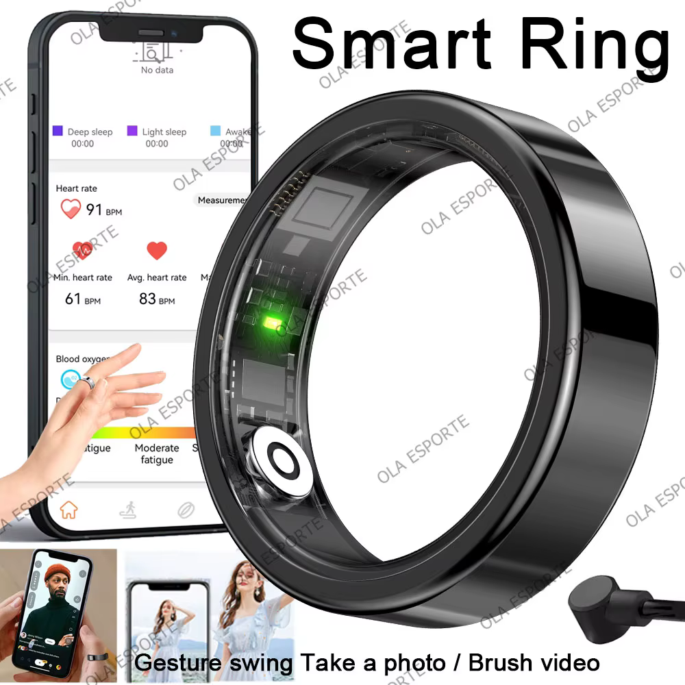 Nouvelle Bague Connectée Tendance 2026 avec Suivi Cardiaque et Oxygène Sanguin, Étanchéité 5ATM, Pod