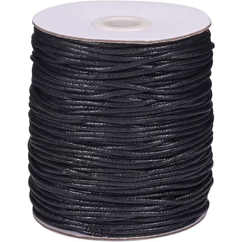 Cordon ciré noir de 2mm pour la fabrication de bijoux, fil de coton ciré de 100 Yards, cordon de per