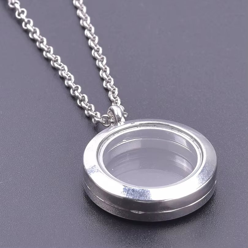 1Pc mélange de couleurs métal rond verre mémoire Photo médaillon pendentif colliers pour cendres urn