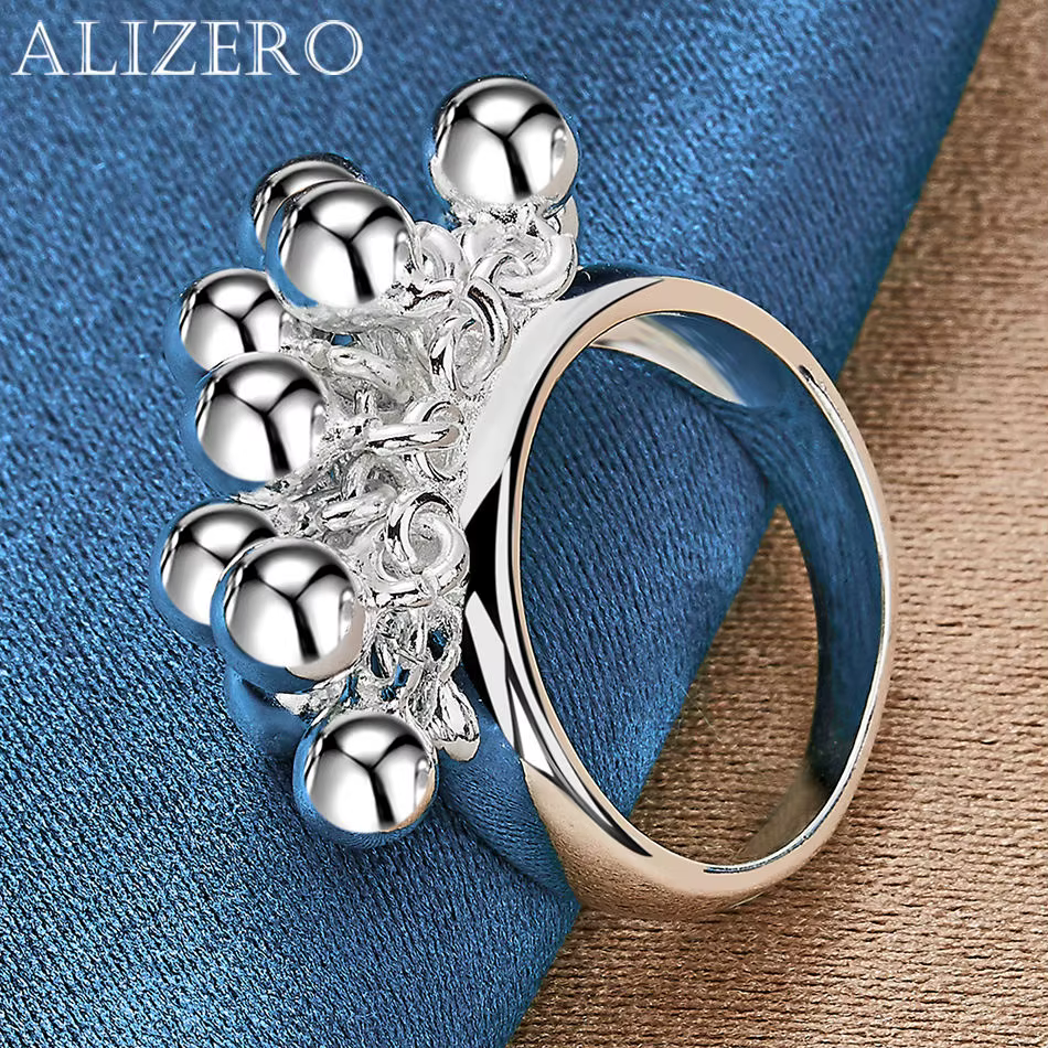 ALIZERO-Bagues en argent regardé 925 pour femmes, perles de raisin, matiques de fiançailles, bague d