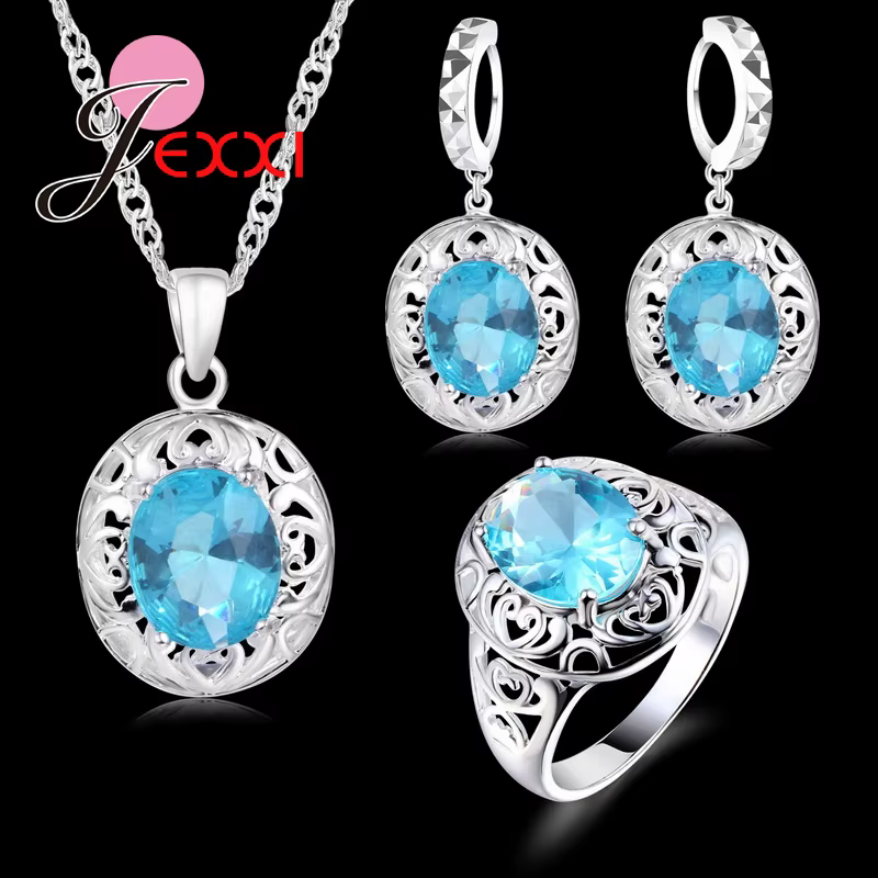 Bijoux de mariage de qualité supérieure pour mariées, en argent Sterling 925, boucles d'oreilles + b
