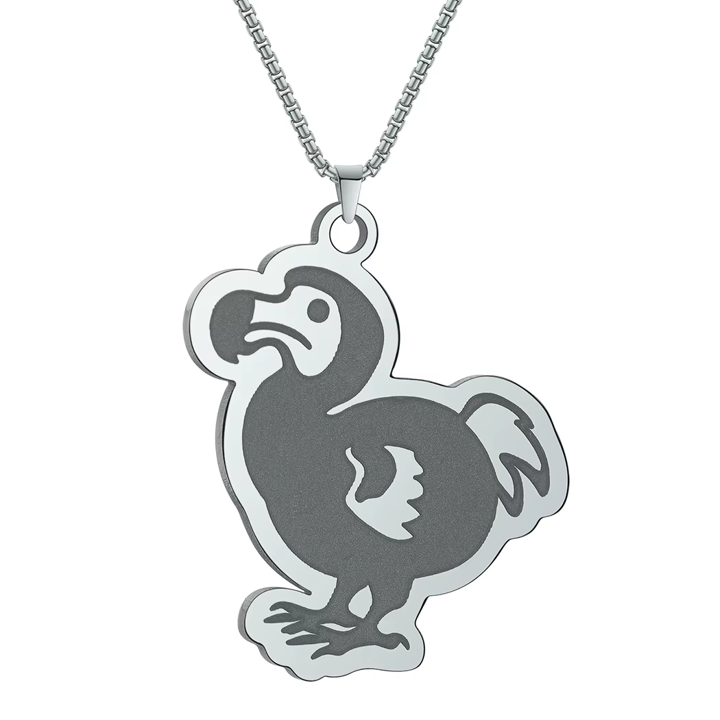 Kinitial Extinct Dodo – colliers en caoutchouc pour femmes, pendentif en acier inoxydable, chaîne de