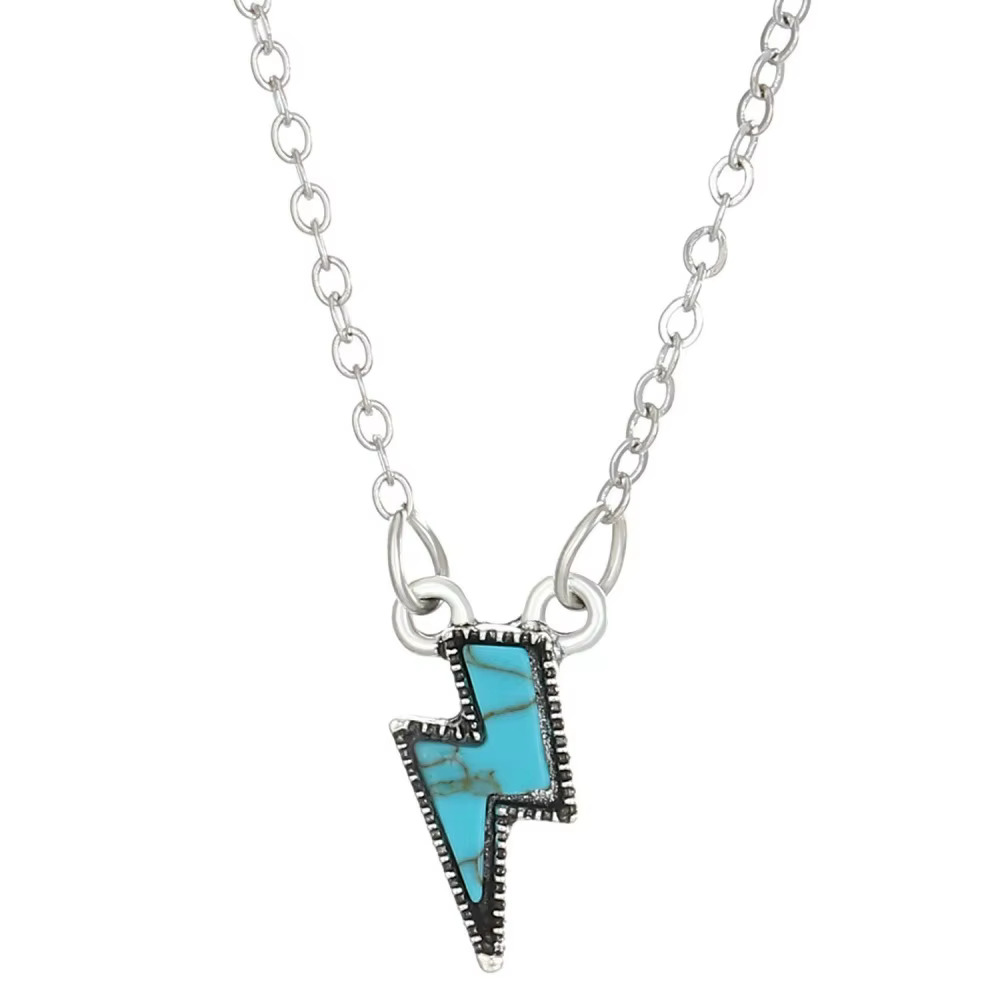 Collier pendentif turquoise incrusté étincelant de style vintage, chaîne de clavicule de bijoux à br