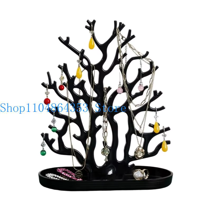 Organisateur bijoux rotatif 652F, arbre en plastique, présentoir multicouche, Structure compacte pou