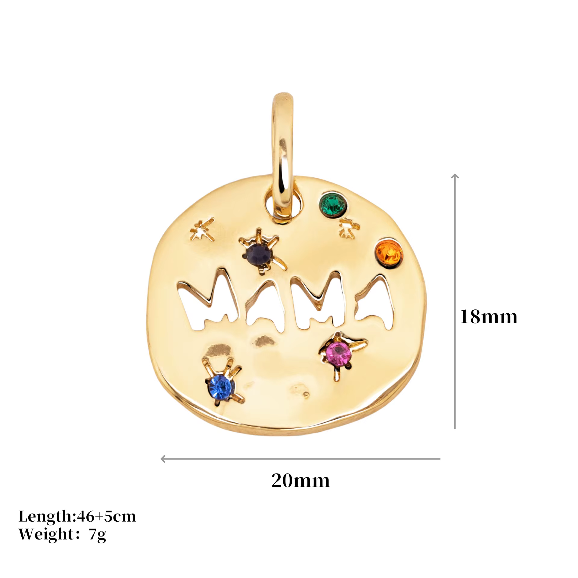 Collier pendentif MAMA pour maman grand-mère, pendentif tarot d'ange gardien rond irrégulier en acie