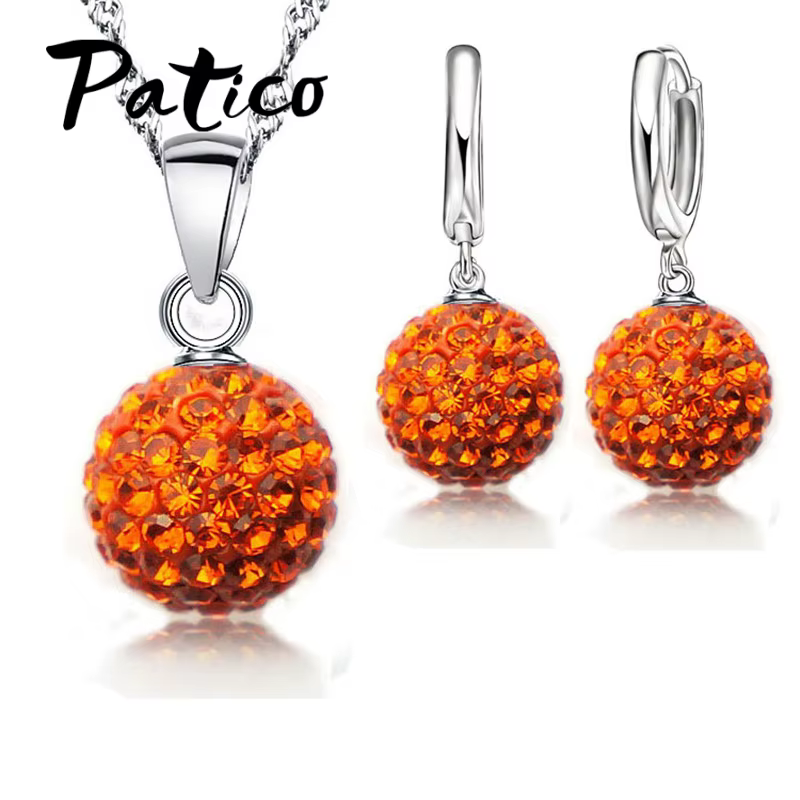 Nouveaux ensembles de bijoux en argent Sterling 925, pavé de cristal autrichien, boule Disco, levier