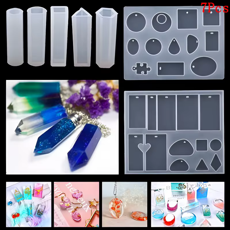 Kit de moules en Silicone essentiels pour la fabrication de bijoux en résine, pendentif, boucle d'or