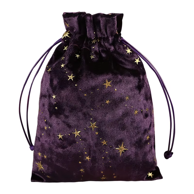 Sac à bijoux en cristal de velours pour femme, pochette de Tarot imprimée étoile, dés Rune, sac de r
