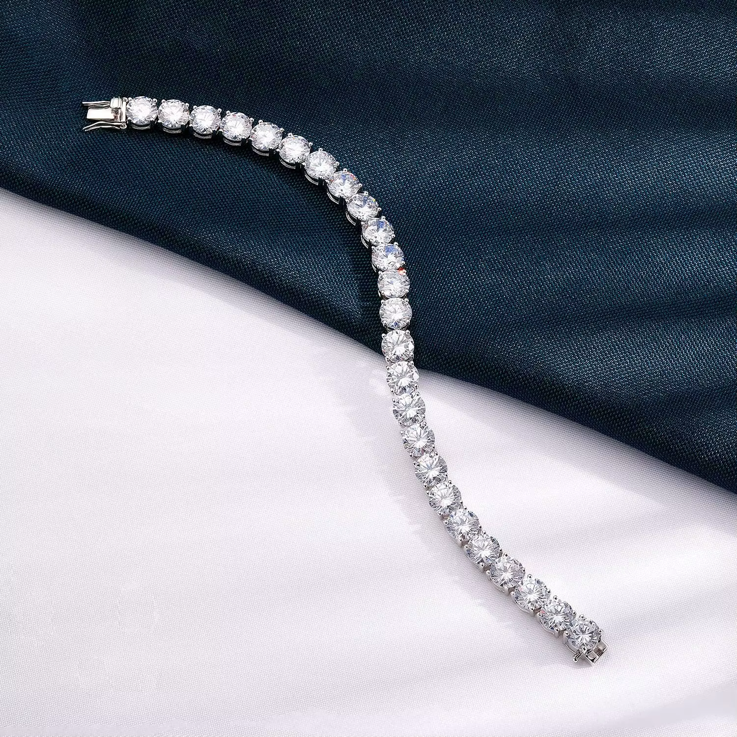 MooSuun – Bracelet de Tennis en diamant Moissanite, 3mm à 6.5mm, pour femmes et hommes, bijoux fins