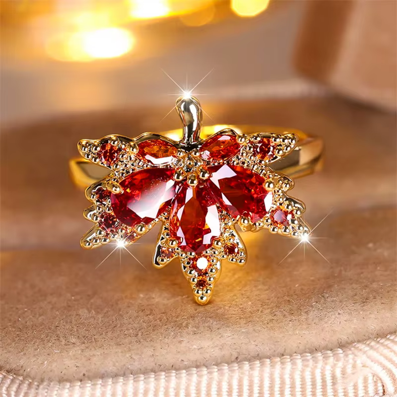 Bague en pierre rouge pour femme, bijoux de fiançailles pour mariée, cadeau de mariage pour femme, d