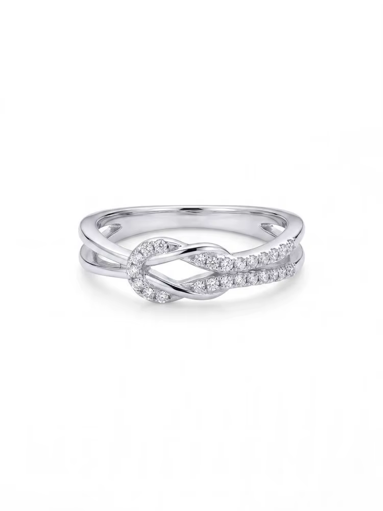 Bague minimaliste à double nœud en moissanite véritable scintillante avec certificat pour femme, en 