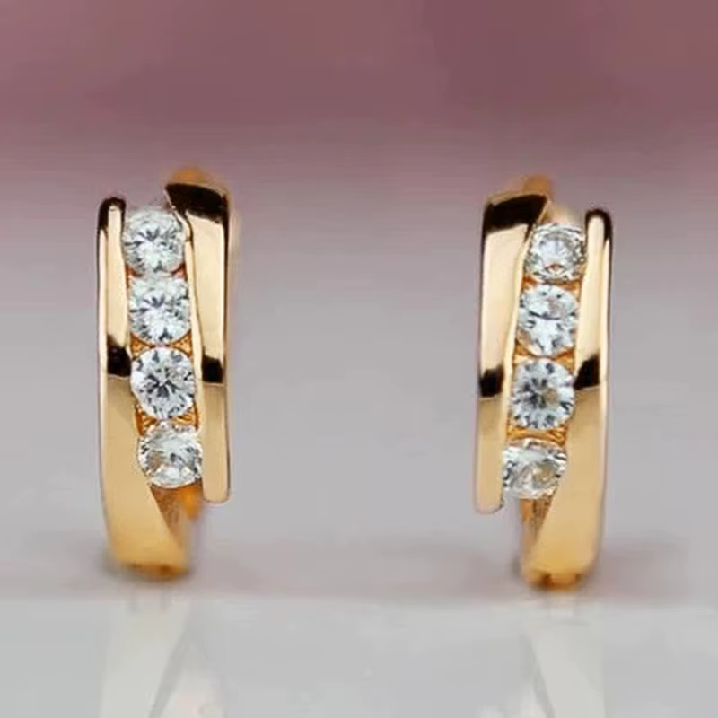 Huitan – boucles d'oreilles créoles couleur or pour femmes, usage quotidien, boucles d'oreilles circ
