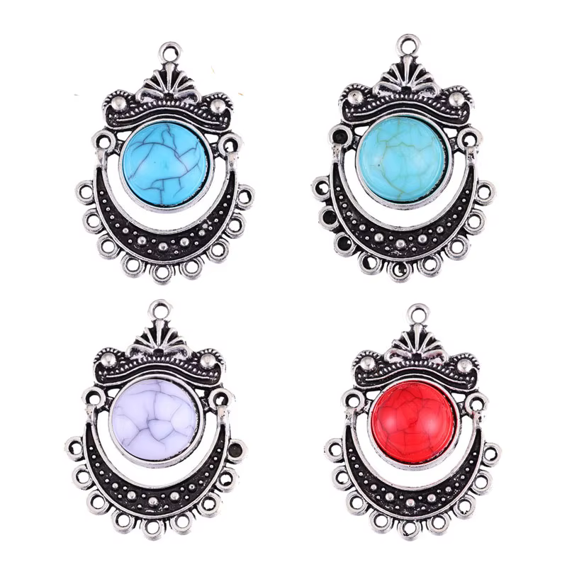 MJYA – connecteurs turquoise vintage, breloques de style ethnique bohème, pour la fabrication de bou