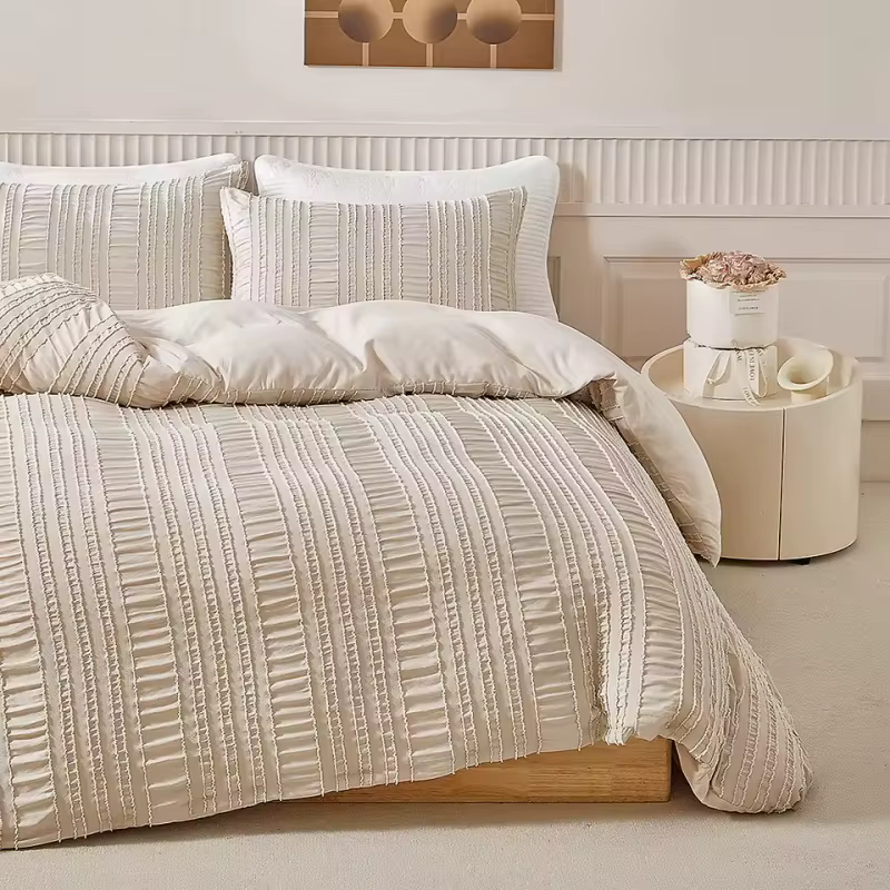 2/3 pièces Style bohème housse de couette ensemble touffeté rayure doux pour la peau housse de couet