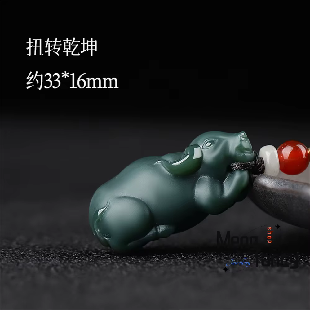 Jade vert Hetian naturel, matériau fin sculpté en trois dimensions, pendentif bouddha PI Xiu Maitrey