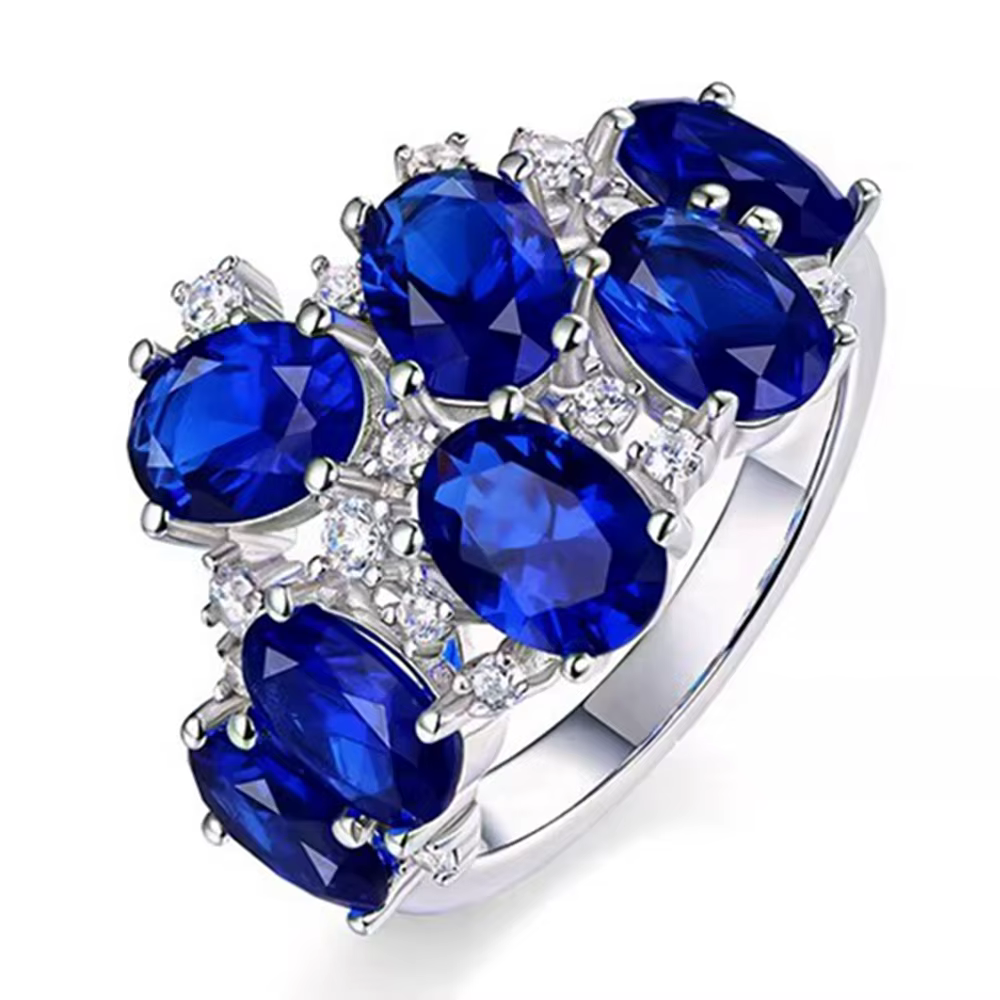 Wong Rain – bague en argent Sterling 925, coupe ovale, saphir 5x7.2 MM, diamant à haute teneur en ca
