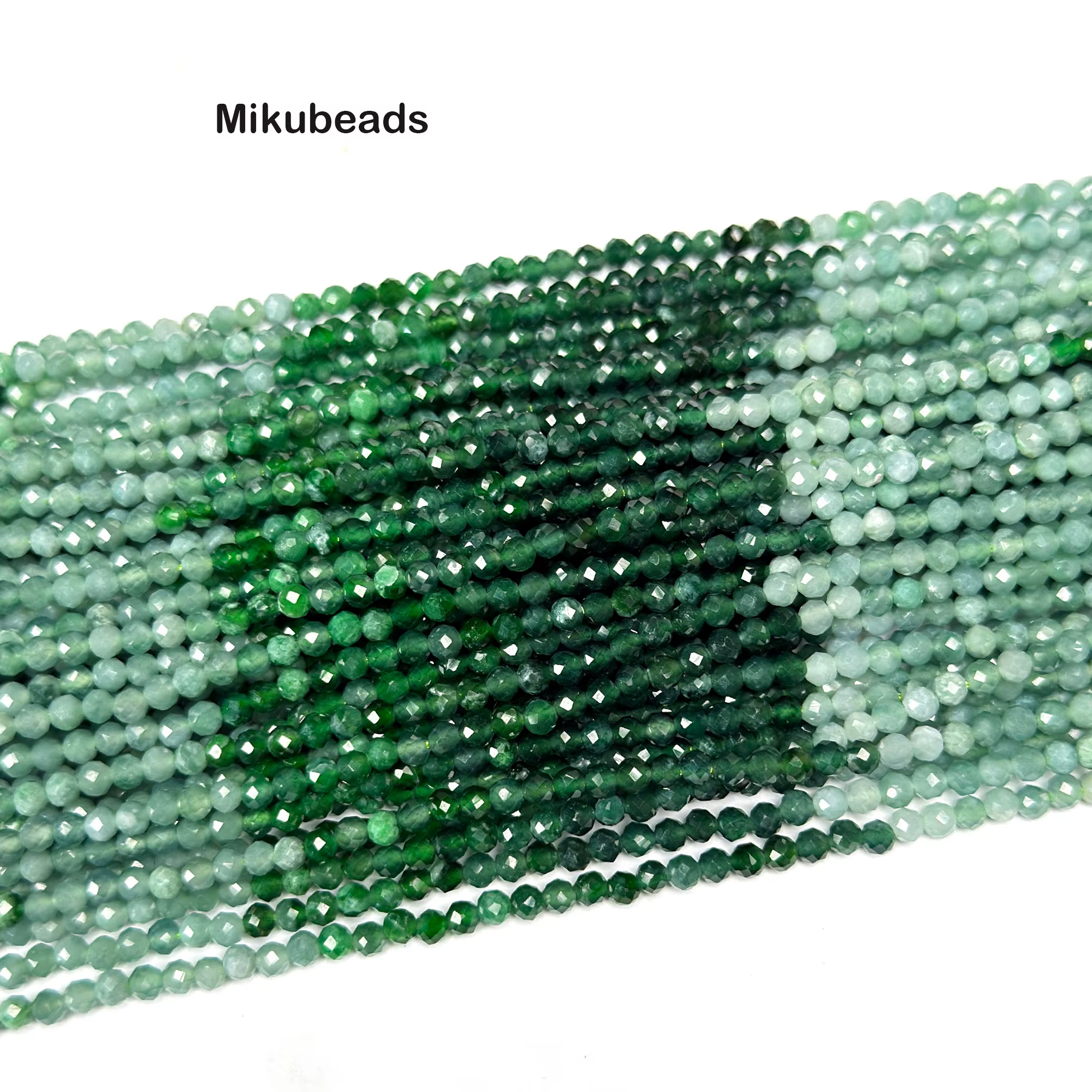 Perles rondes à facettes en jadéite naturelle du Guatemala, 3mm, dégradé, amples, pour la fabricatio