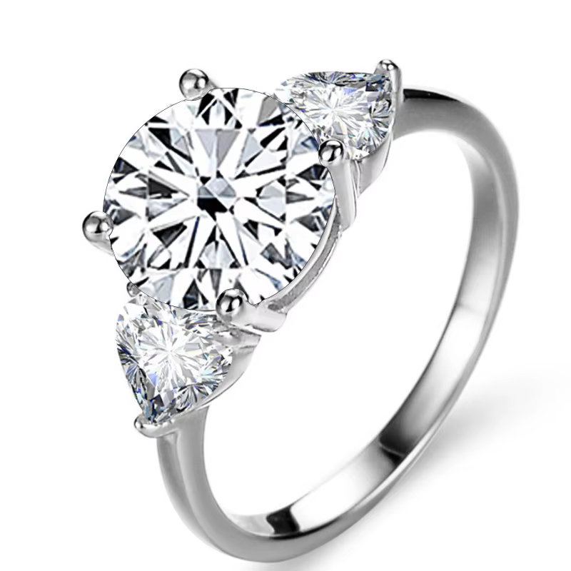 BagueRingen Luxe Ronde 3 Carats VVS D-COLOR Moissanite Anneau Pour Les Femmes En Argent Sterling 925