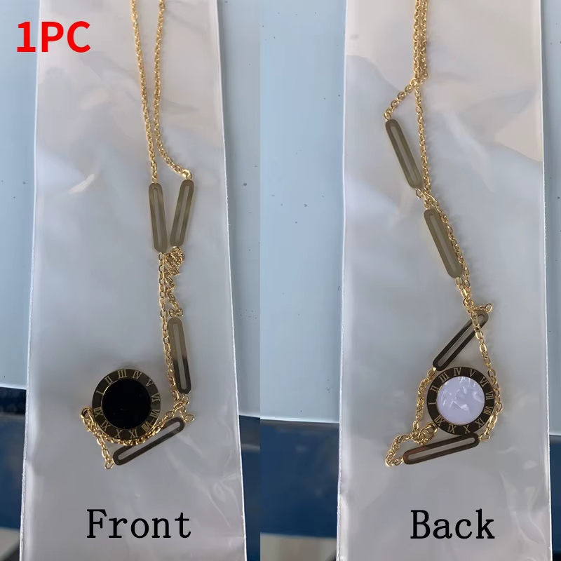 Collier pendentif plaquette numérique romaine en acier au titane pour femme, bijoux fantaisie, acces