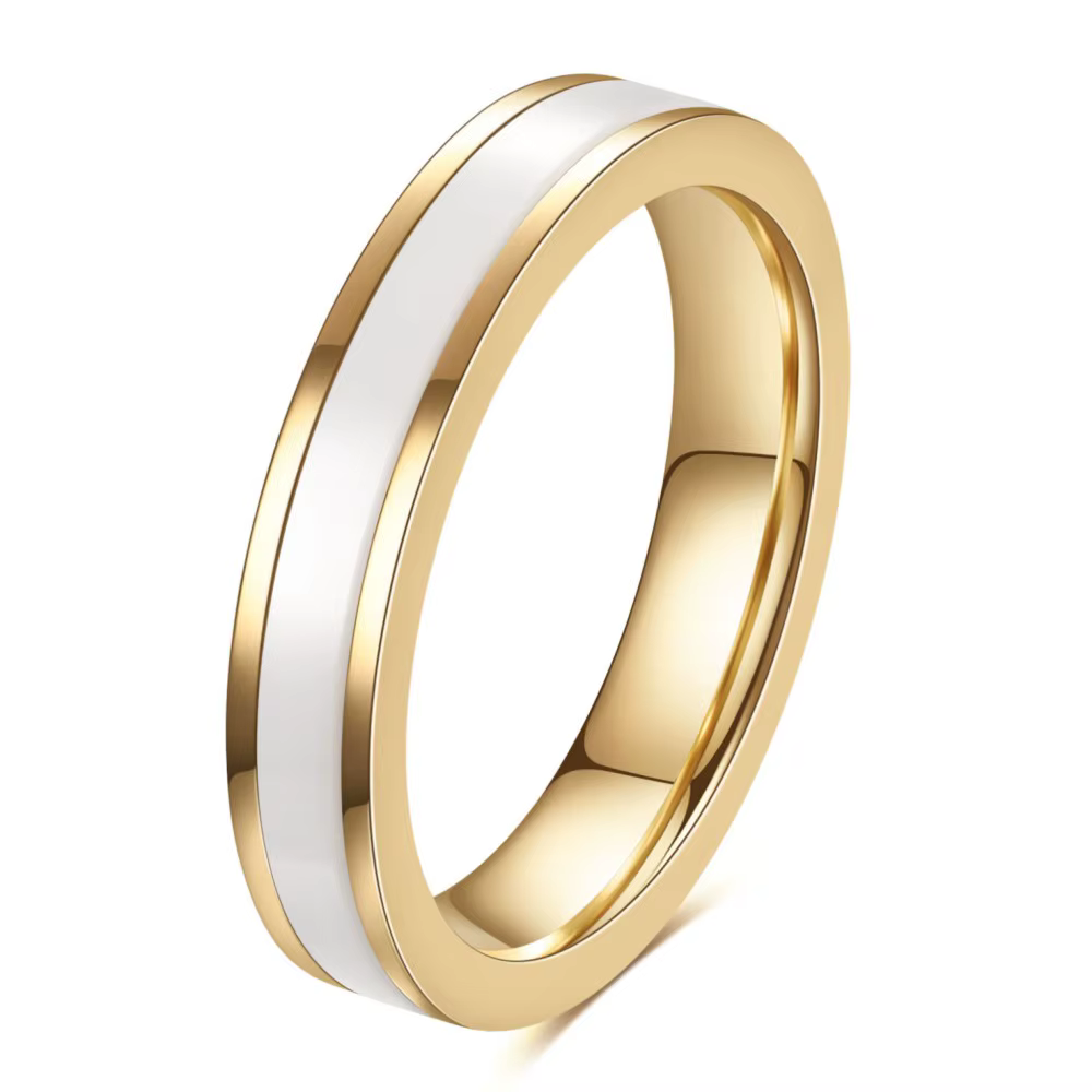 Bagues en céramique de 4MM, bijoux pour femmes et hommes, anneau lisse à rainure unique en acier ino