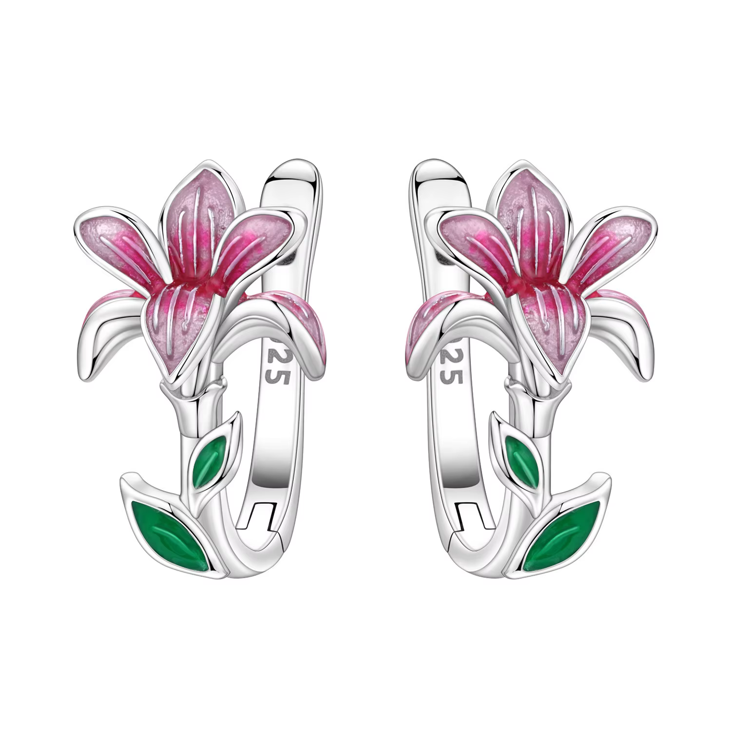 PANPOKI – boucles d'oreilles en argent Sterling S925, fleurs de Magnolia roses, bijoux pour femmes, 