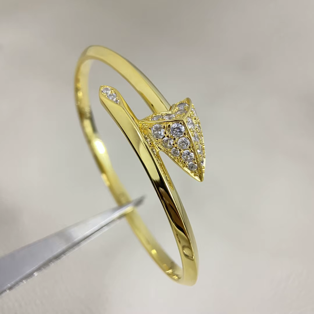 Bracelet classique de luxe en forme de flèche pour femme, argent S925, zircon scintillant 5A, bijoux